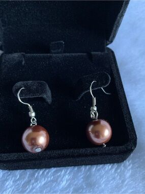 Macy's Bronze Pearl Drop Earrings